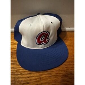 Vintage Atlanta Braves Roman Pro‎ Fitted Hat 7 3/8 Blue White MLB